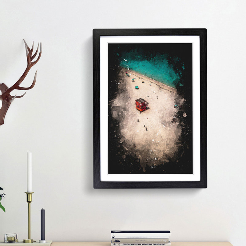 South Beach in Miami - Framed Print, Black Framed, 63cm H x 45cm W x 2cm D
