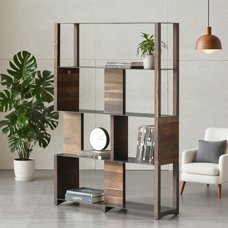 Bibliothèque créative minimaliste H 62,6 "x l 43,31", présentoir à 4 niveaux pour le salon