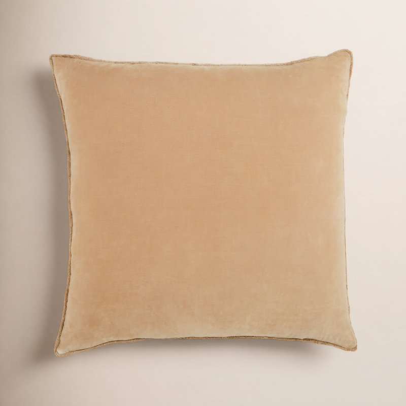 Kam Fringed Cotton Reversible Throw Pillow, Polyester/Polyfill, Tan