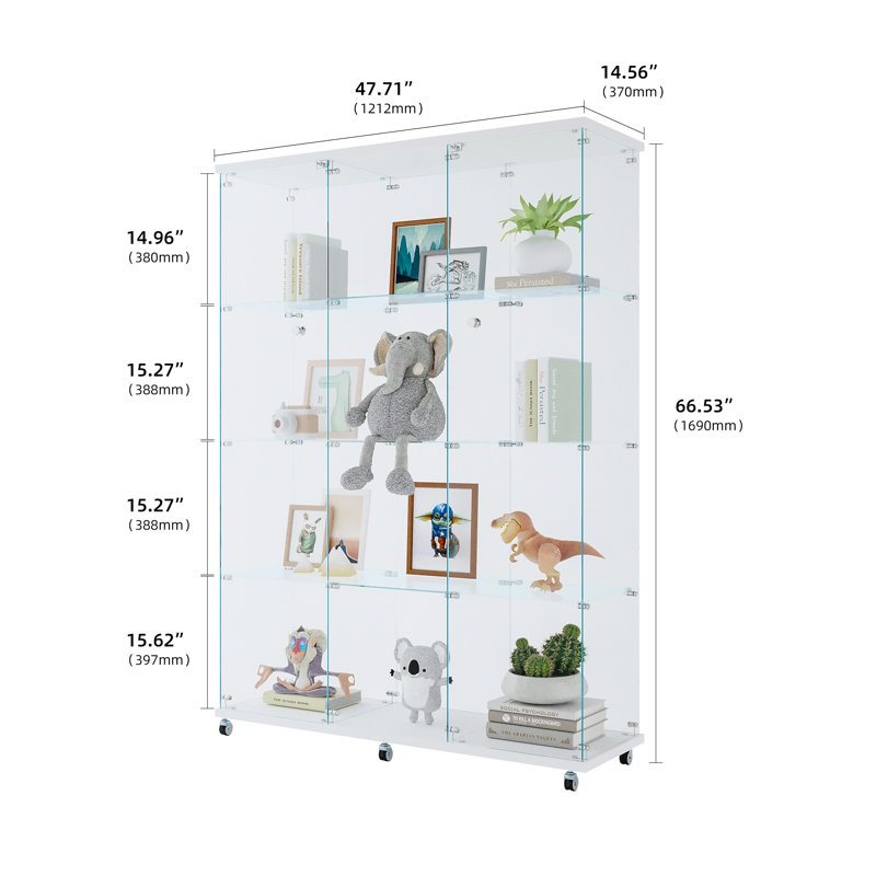 Vitrine à 3 portes avec 4 tablettes en verre, White