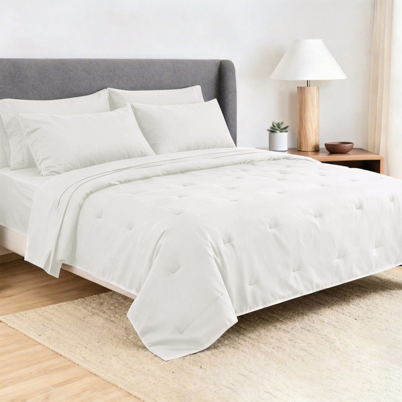 Ensemble de draps 100% coton grand format 6 pièces doux, respirant et naturellement texturé - blanc