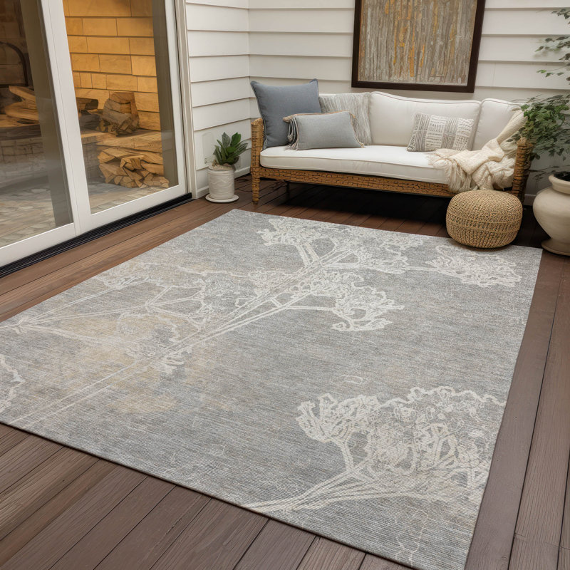 Machine Washable Indoor/Outdoor Layton ACN2239 Floral Rug, Rectangle 5' x 7'6"
