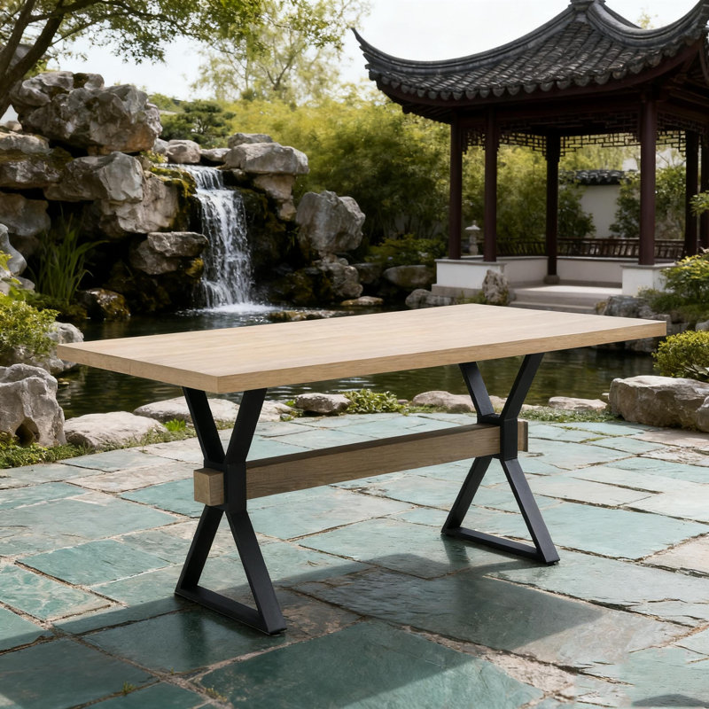 Table de salle à manger à pieds en X, Bois de frêne naturel