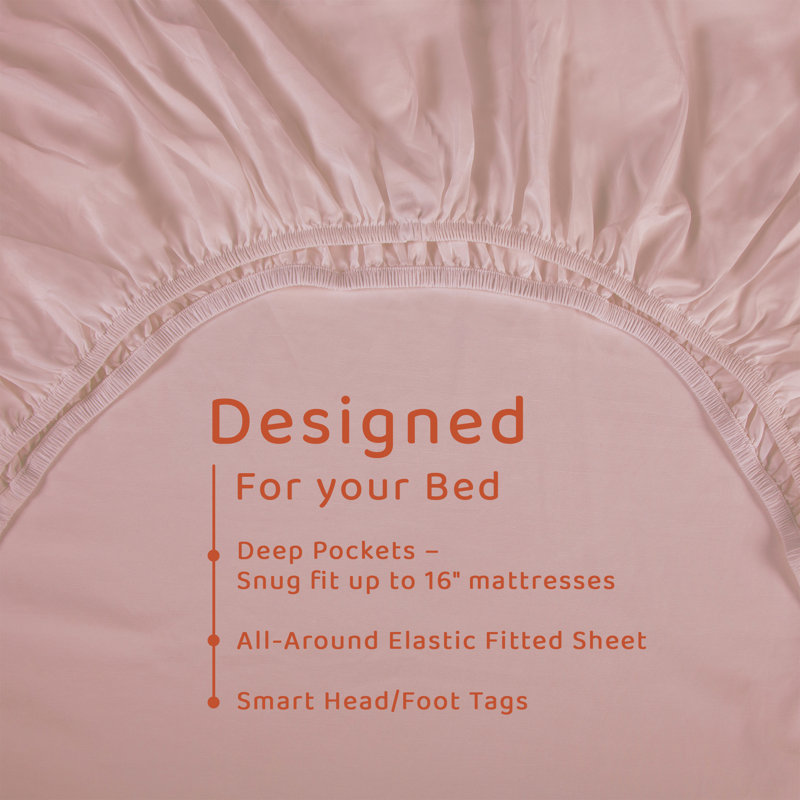 1800 Series Double Brushed Microfiber Twin Blush Sheet Set, Blush, Twin Sheet Set with 1 Pillowcase