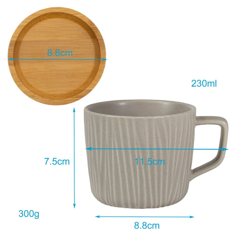 Atac Ceramic Teacup and Saucer, in Grey