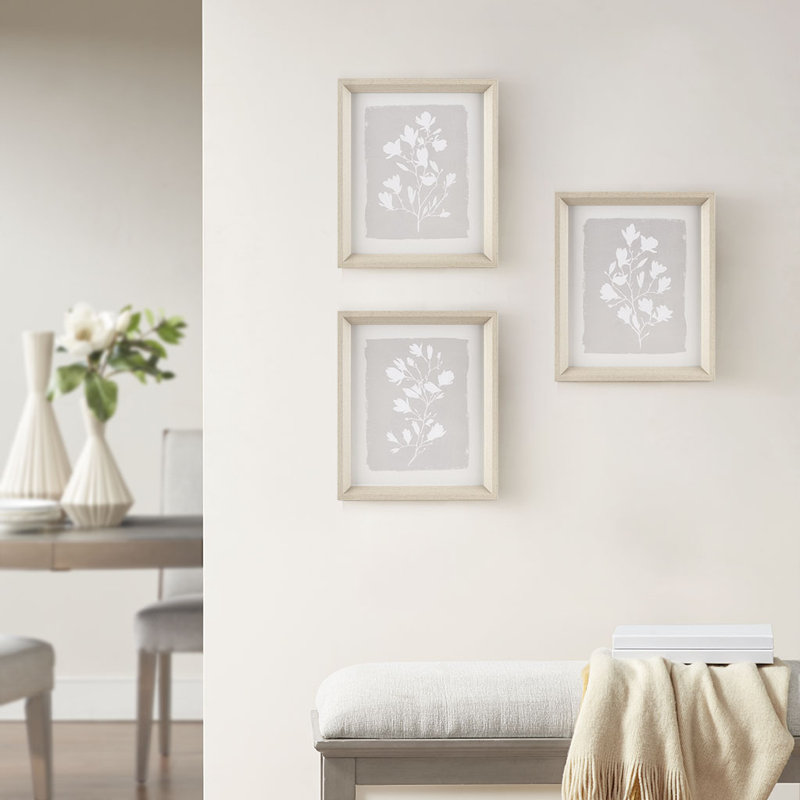 Ensemble 3 pièces d'art mural moderne en verre encadré pour la décoration intérieure | Idée de cadeau