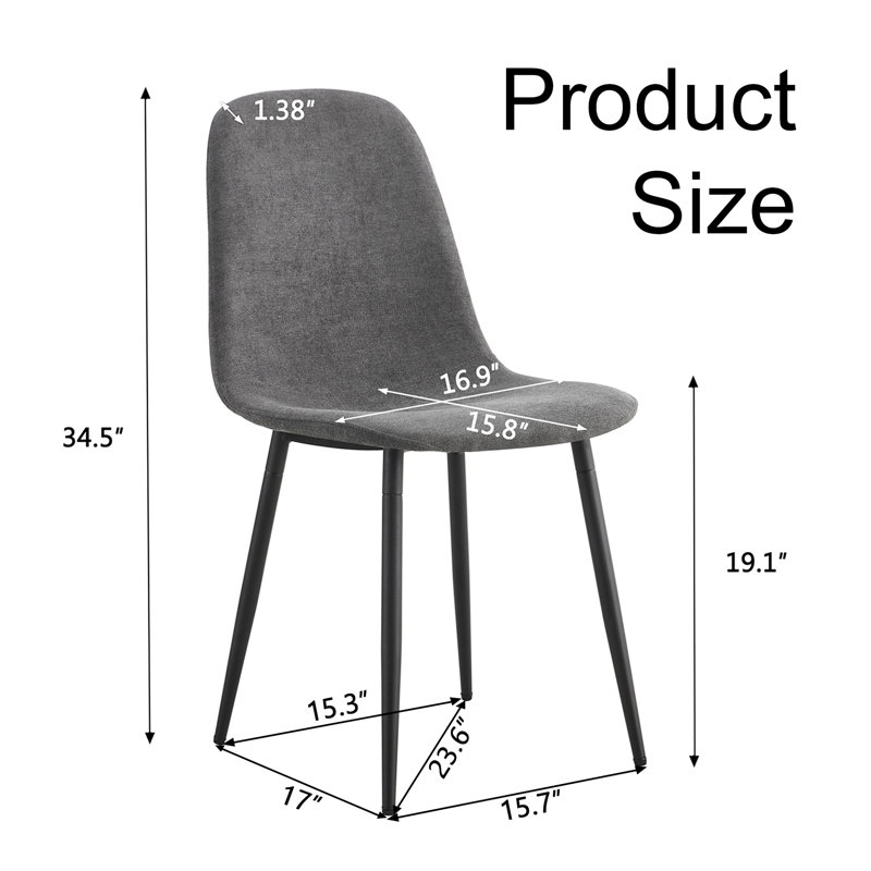 4 chaises de salle à manger modernes, coussin en coton doux, arrondi, pieds réglables et réglables, convient au coton rembourré Mid-Century, design ergonomique, décoration intérieure
