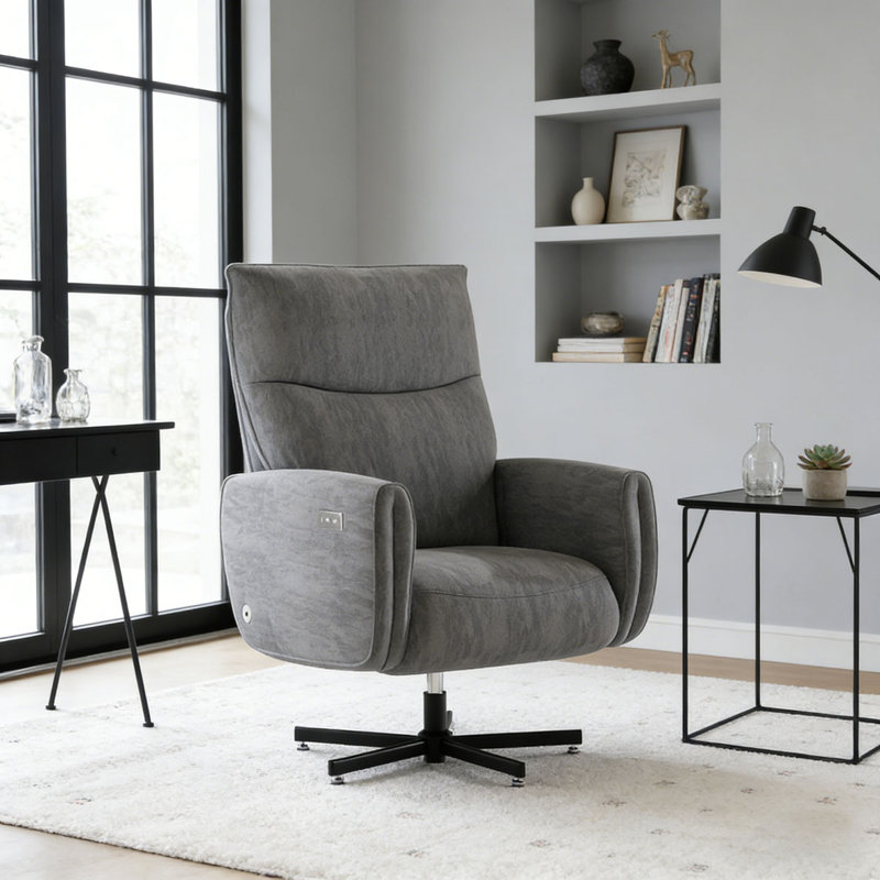 Fauteuil inclinable électrique pivotant, Gris