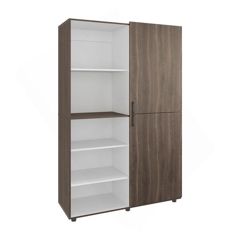 Garde-robe H 72,4 po, 2 portes, 6 pieds, 5 tablettes, noyer gris - garde-robe, Gris