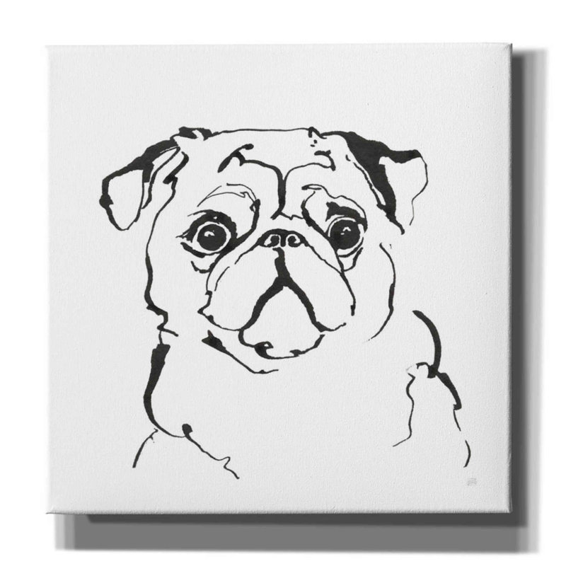 «Line Dog Pug I» par Chris Paschke, estampe numérique sur toile, H 12 po x l 12 po x P 0,75 po