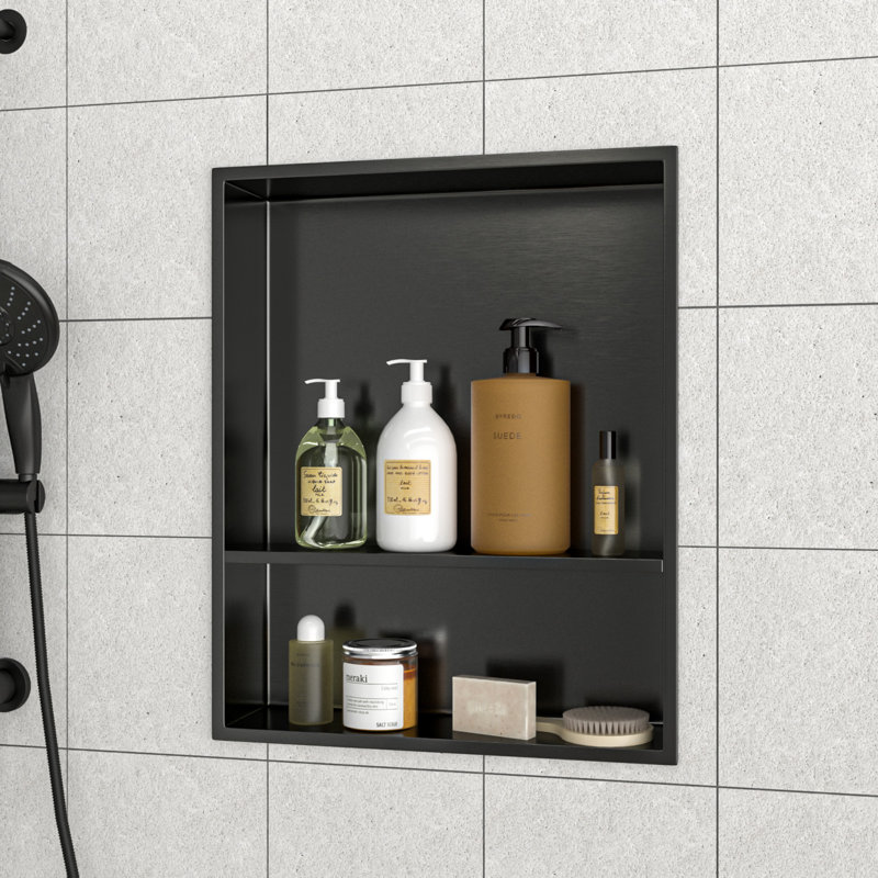 15" Gunmetal Black Stainless Steel Recessed Shower Niche