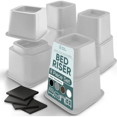 8 Piece Heavy Duty Adjustable Bed Risers Set -  Home Intuition, BR08759