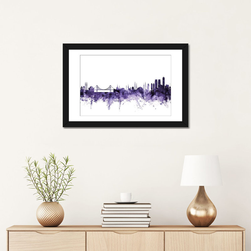 «Istanbul, Turkish Skyline» par Michael Tompsett, impression sur toile tendue, H 16 po x l 24 po x P 1 po, Blanc