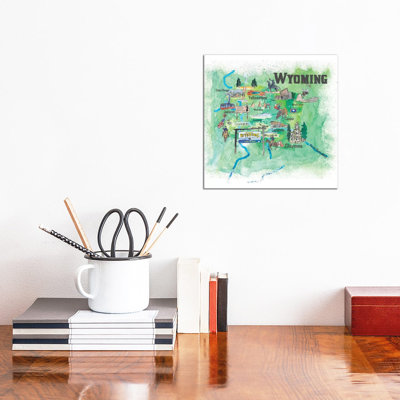 USA, Wyoming Illustrated Travel by Markus & Martina Bleichner - Wrapped Canvas Print