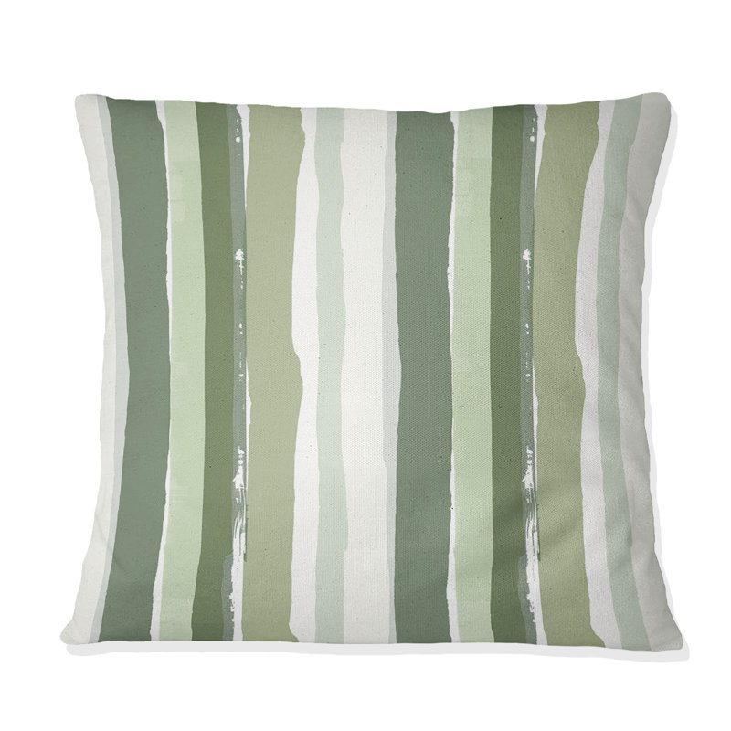 Coussin Green Stripes II - Stripes, H 16 po x l 16 po