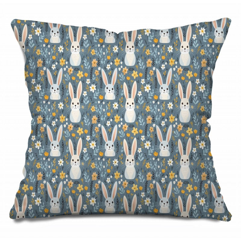 Coussin réversible Bunnies Illustration, H 20 po x l 20 po