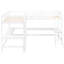 Lit mezzanine simple en bois en L avec 2 bureaux encastrés et bureaux classiques blancs-130753977