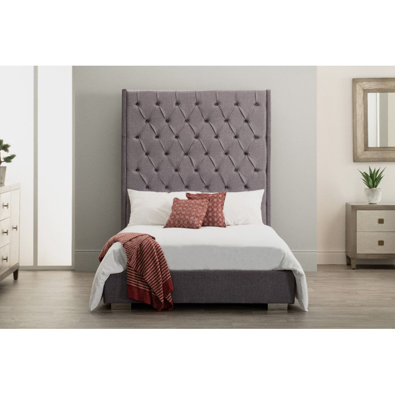 Ayon Upholstered Bed, Slate Grey, Super King (6')