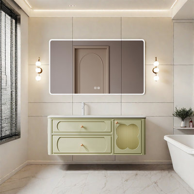 Armoire de salle de bain française de style crème minimaliste