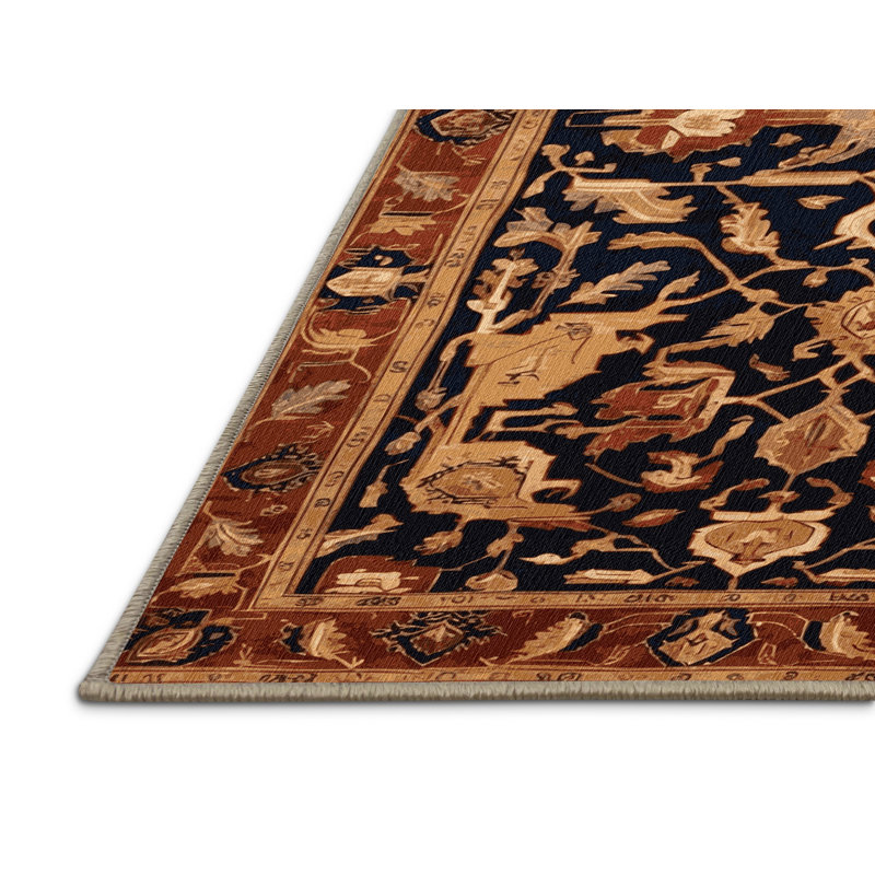 Machine Washable Persian Brown Area Rug, Round 6'