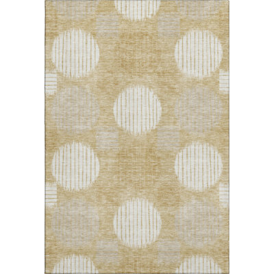 Premium Machine Washable Prisco Gold Rug