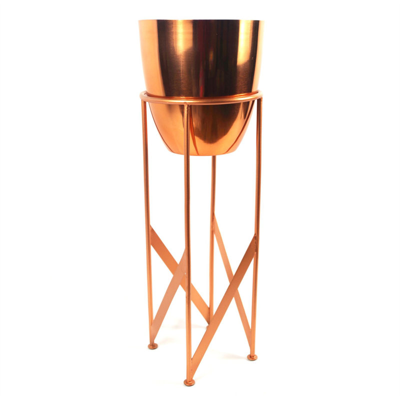 90cm Faux Yucca Plant in Metal Planter, Copper