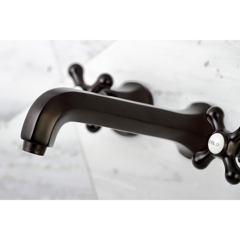 Kingston Brass Metropolitan Two-Handle 3-Hole Wall Mount Bathroom Faucet, Oil Rubbed Bronze