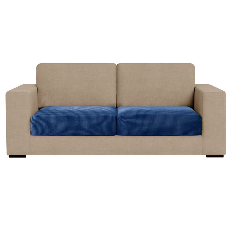 Housse pour causeuse à coussins carrés texturés, Mélange de polyester bleu français