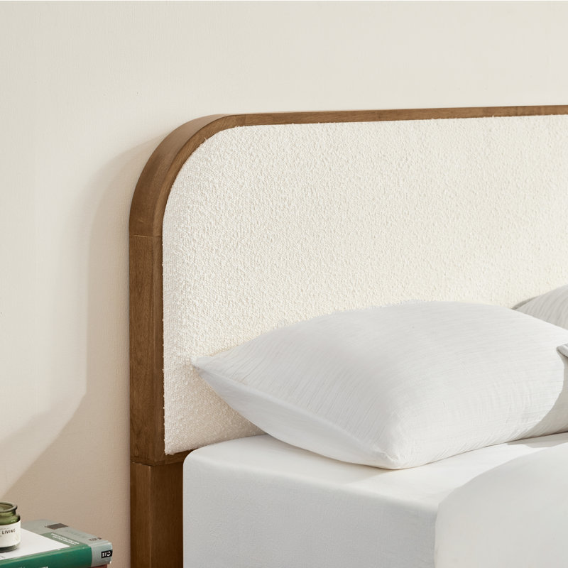 Base de lit tapissier Mid-Century, Noyer, Grand