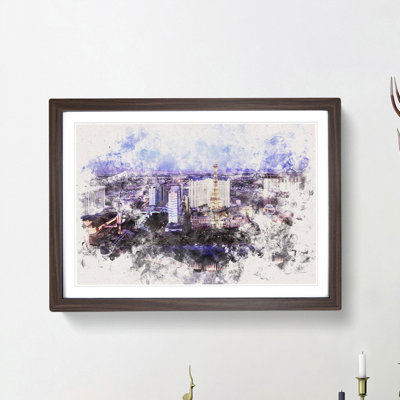 The Las Vegas Strip & Skyline in Nevada Watercolour - Picture Frame Graphic Art Print