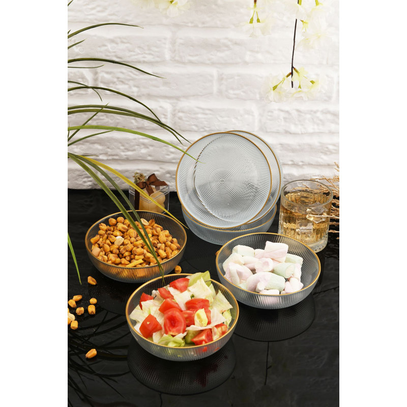 Ensemble de bols en verre 6 pièces Elegant, 5,5 x 5,5 x 1,6 po | 100% verre transparent, parfait pour le service et le rangement | Conception élégante pour la cuisine et la salle à manger, lavable à la main seulement, ne va pas au micro-ondes ni au lave-vaisselle