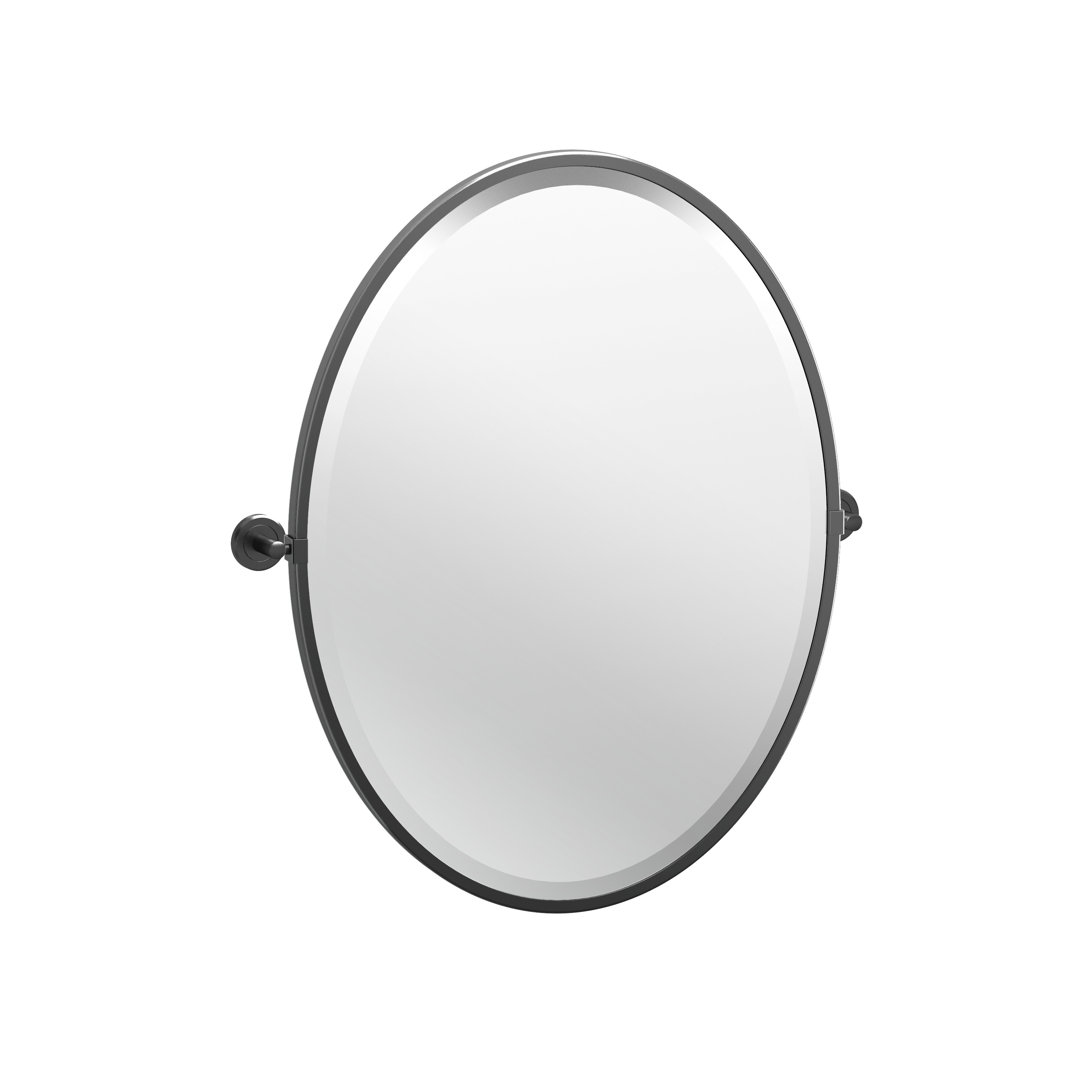 Latitude Wall Mount Framed Oval Bathroom Vanity Mirror | Pivoting (Tilting) and Beveled Wall Mirror Gatco