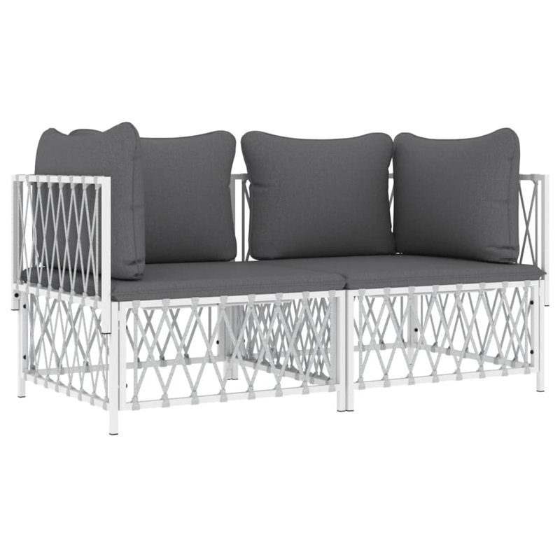 Ensemble de conversation pour 2 personnes avec coussins-2-N / A, Blanc