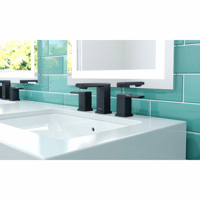Robinet de salle de bain à large entraxe avec drain Deckard, Noir mat