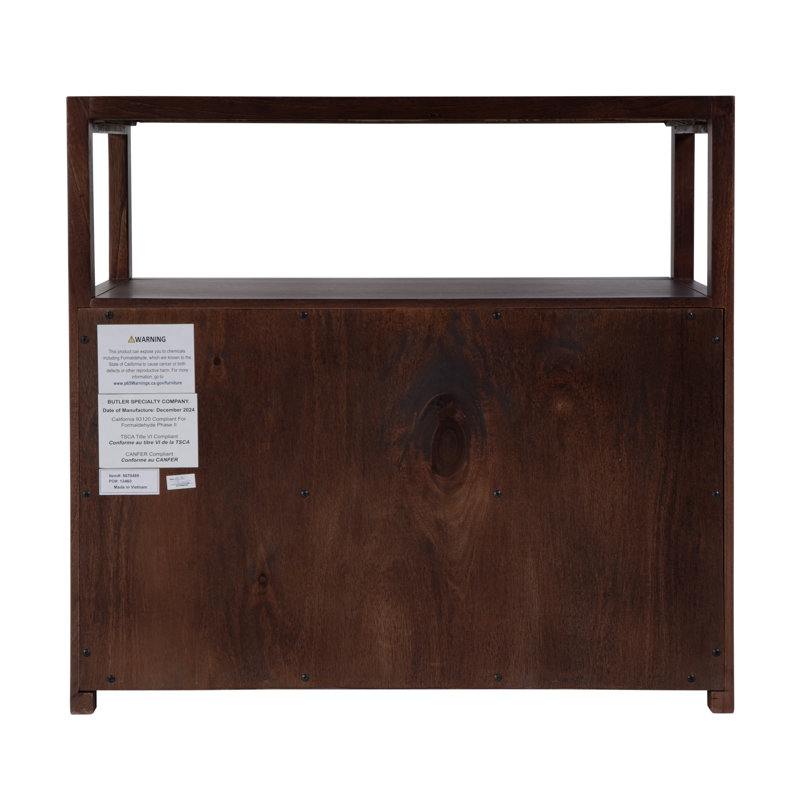 Lark 2 Drawer Wide Nightstand, Brown