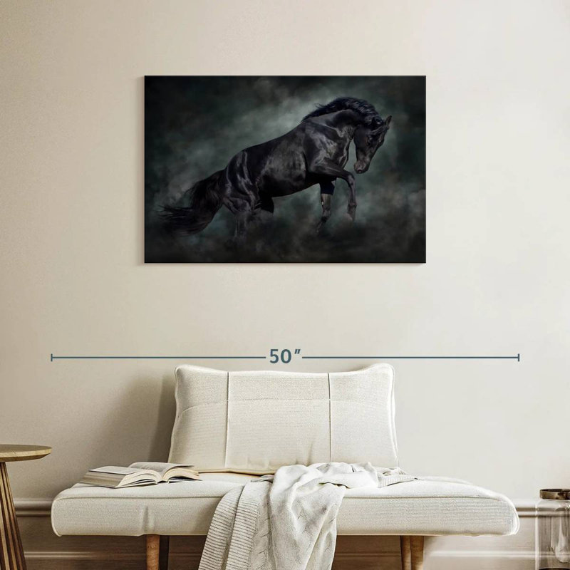 Brampt Prancing Black Horse, 24" H x 36" W