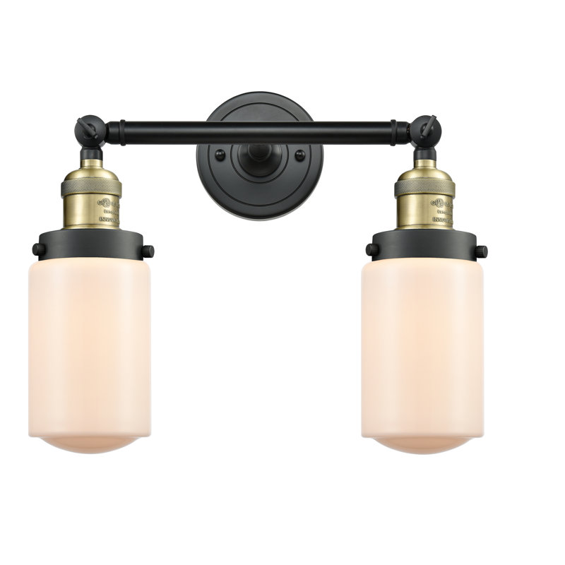 Saroyan 2 - Light Dimmable Vanity Light, Matte White, 6 Watt Vinage LED Bulb, Black Antique Brass