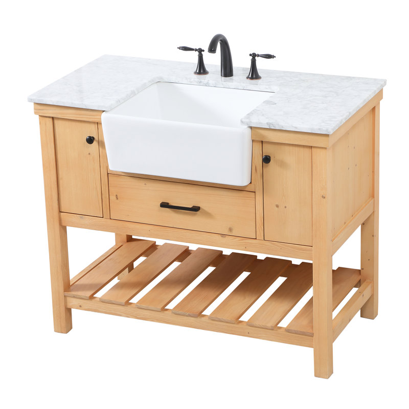 Ensemble de meuble-lavabo simple 42 po Algier, Bois naturel