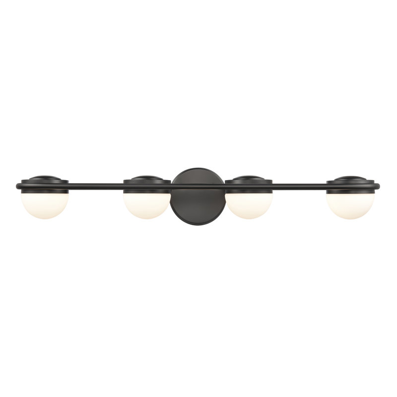 Éclairage pour salle de bain 4 lumières de 31 po de large Cinderford - noir mat, H 5 po x l 31 po x P 6 po, Quatre lumières