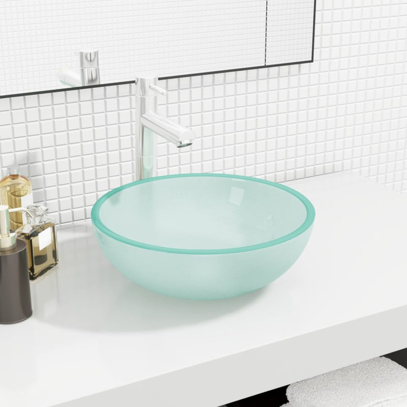 17 Stories Kaitie Glass Circular Sink, 12cm H x 30cm W x 30cm D, Frosted