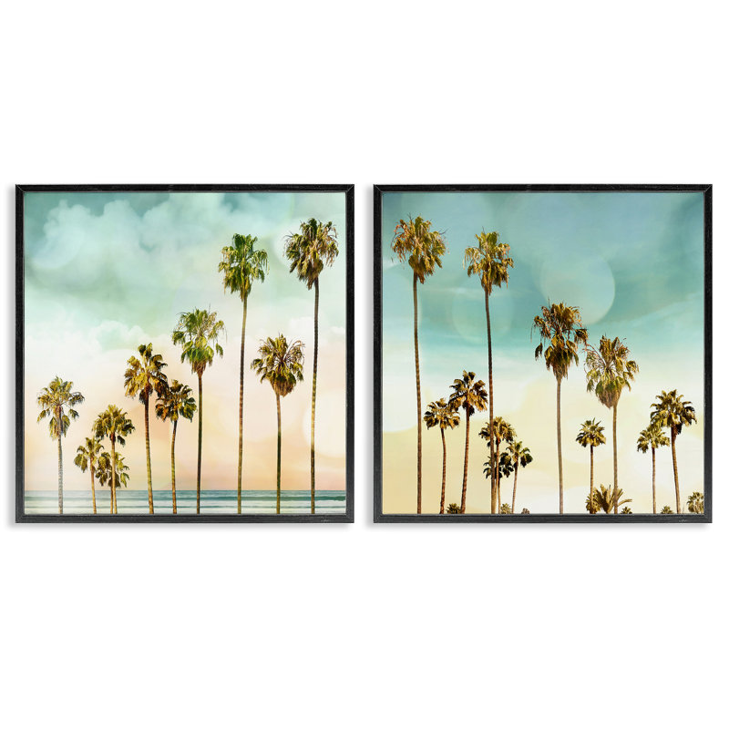Ensemble de 2 giclées tropicales par Palmer, H 12 po x l 12 po, Giclée encadrée noir minuit
