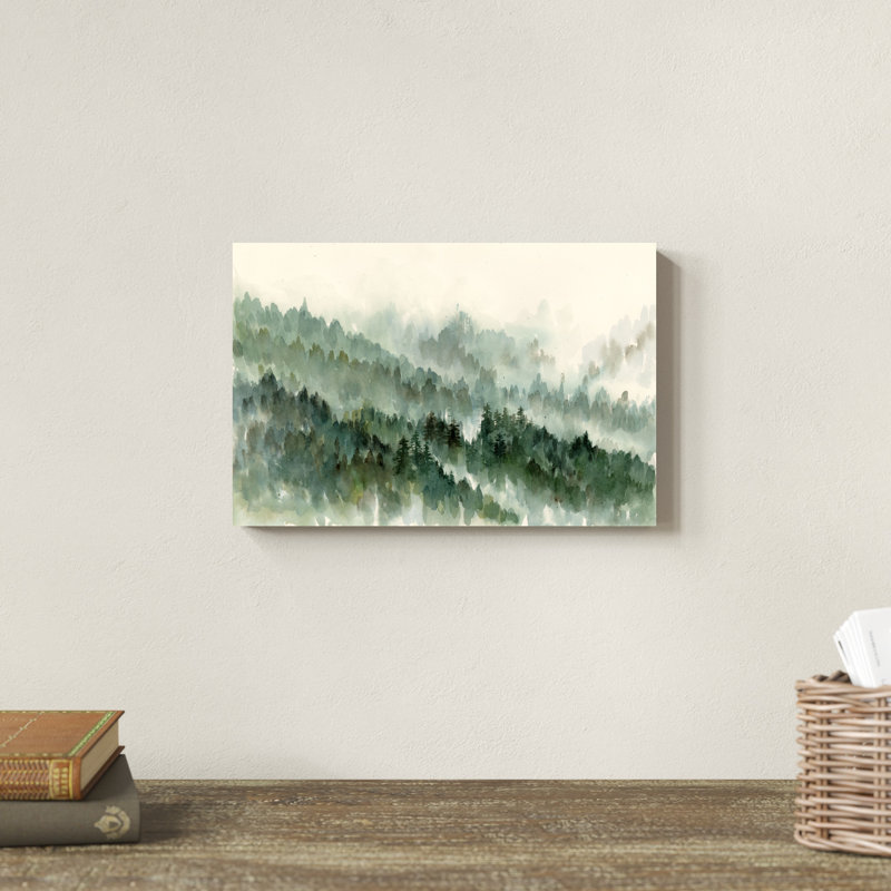 Forêt / aquarelle, H 8 po x l 12 po, Toile tendue, Sans cadre