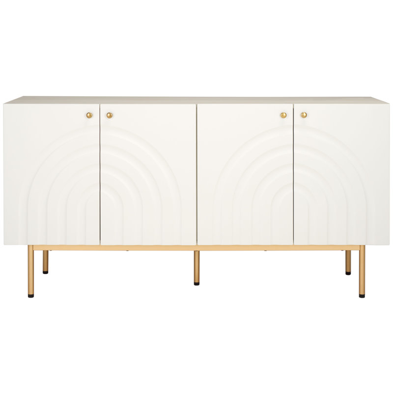 Muneet 4-Door Sideboard, Bleached White/White/Gold