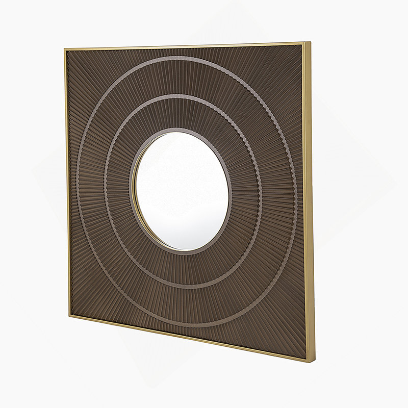 Miroir rond manufacturé, Brun