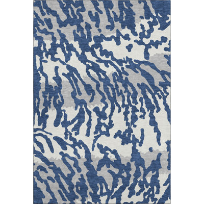 Premium Machine Washable Prisco Navy Rug