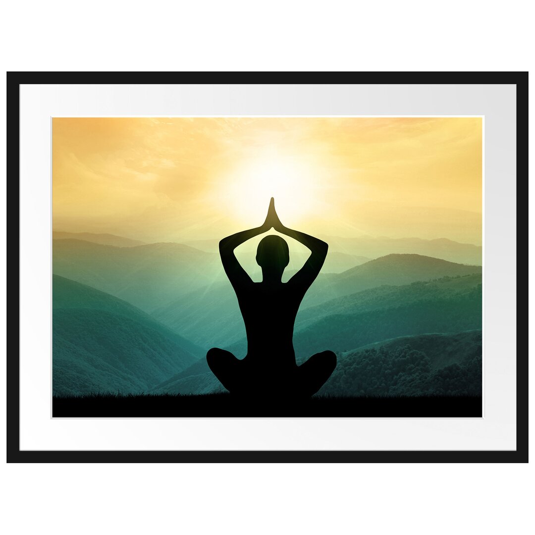 Yoga und Meditation Gerahmter Fotokunstdruck Poster