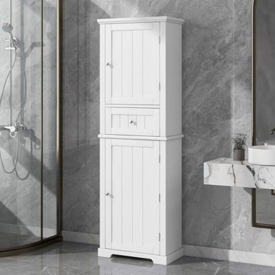 Tall Bathroom Storage Cabinet, Freestanding Storage Cabinet With Drawer And Adjustable Shelf