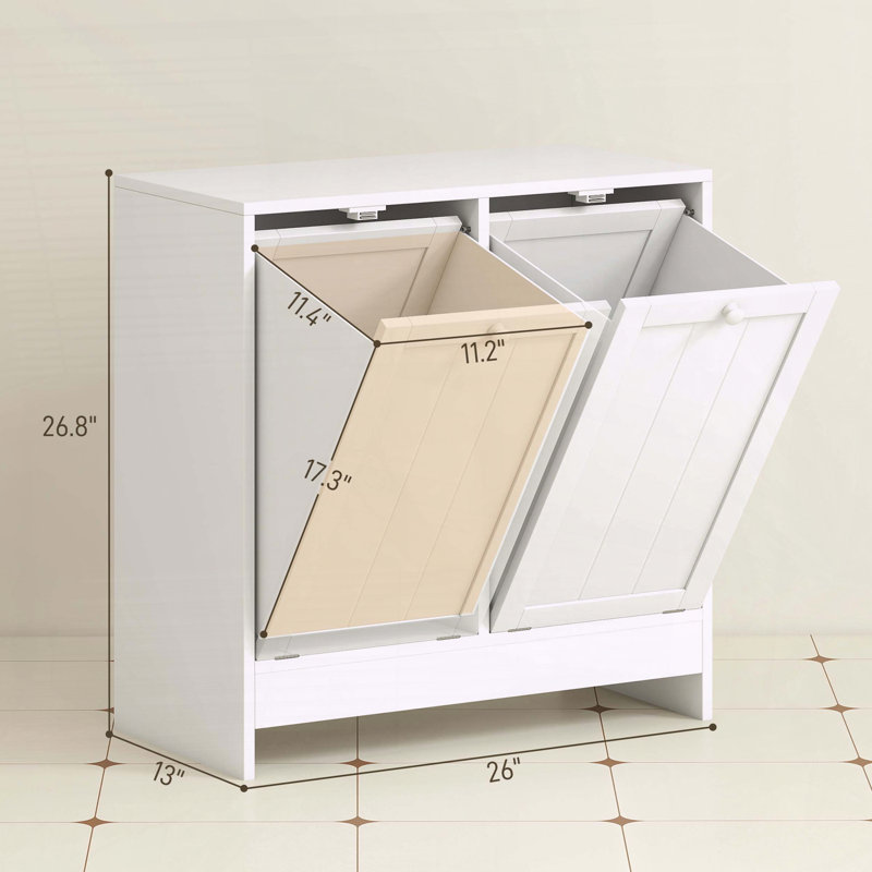 Armoire pour panier à linge caché avec conception inclinable, blanc