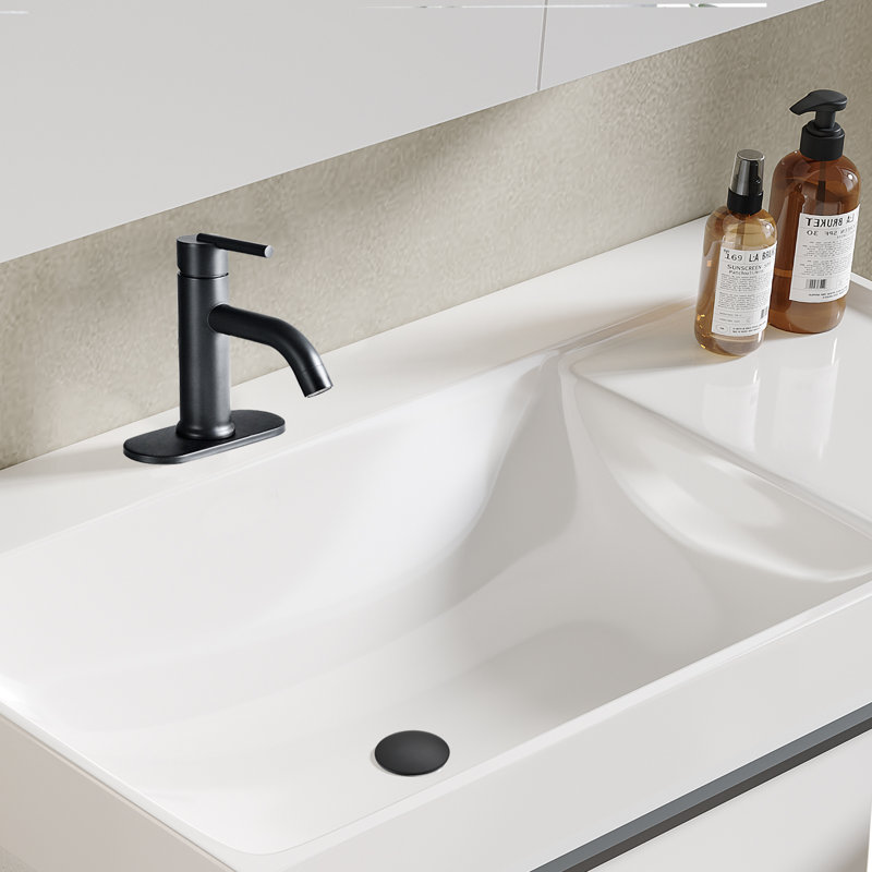 Single-Hole Single-handle Bathroom Faucet with Drain Assembly, Matte Black