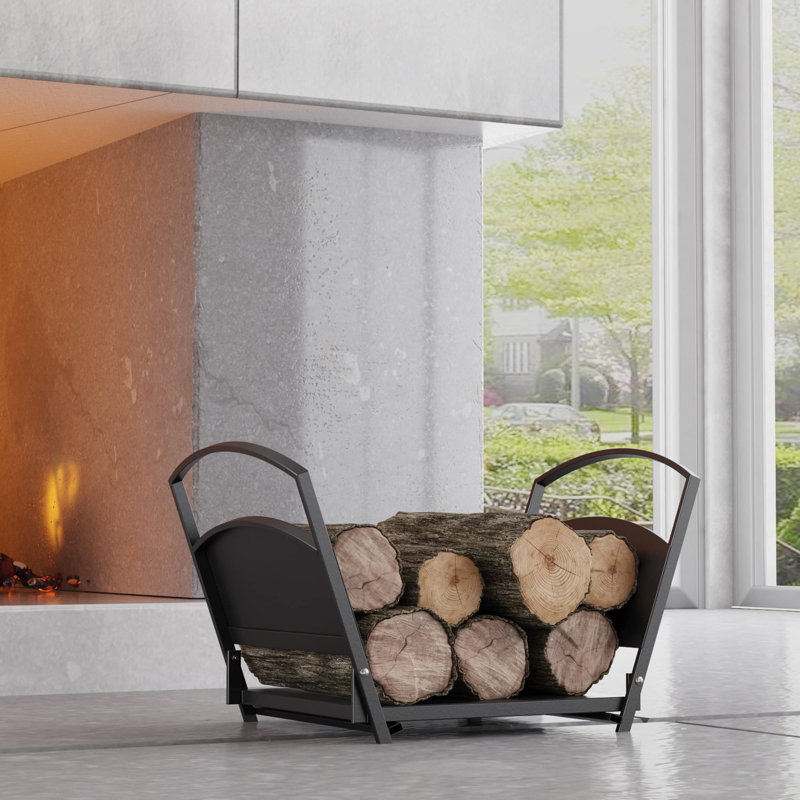 Porte-bûches de cheminée avec support à bûches, support empilable, support de rangement pour bois de chauffage, intérieur, extérieur, acier robuste